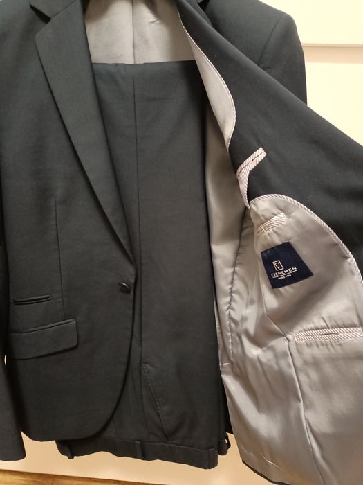 Garnitur granatowy 176/96/82 wełna Evenemen suits you