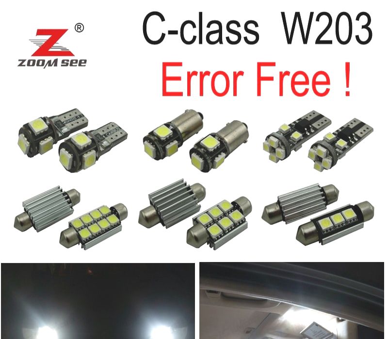 KIT COMPLETO DE 17 LÂMPADAS LED INTERIOR MERCEDES CLASE C W203 C180 C200 C220 C230 C240 C280 C320 C32 AMG C55 00-07