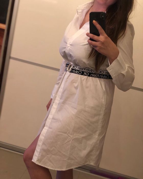 Mikołaj - Oryginalna sukienka Calvin Klein z paskiem Logowana
