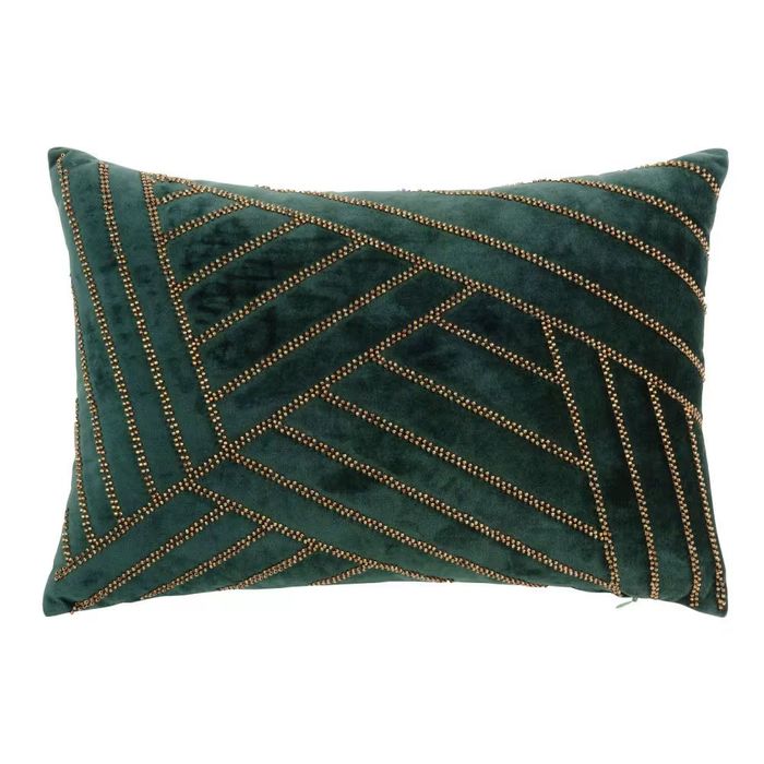 Novo Almofada - veludo verde com contas douradas 30x45 Maison du Monde