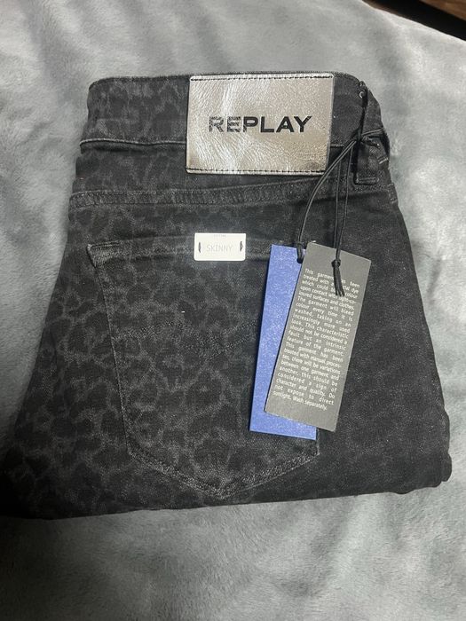 Натуральні джинси лео принт replay new luz cotton