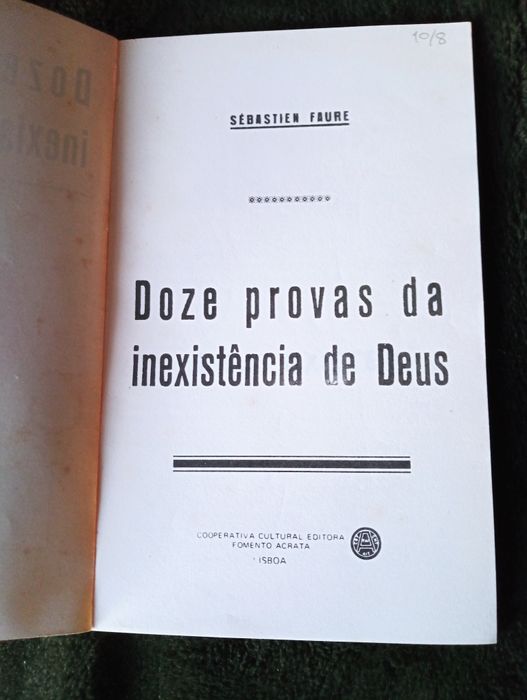 Doze provas de inexistência de Deus	FAURE. (Sébastien) Antigo
