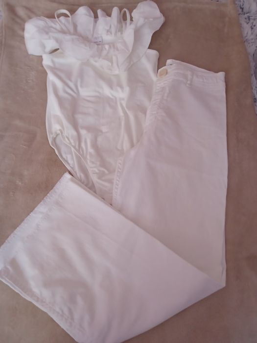 Zestaw spodnie białe i body Zara r. 164
