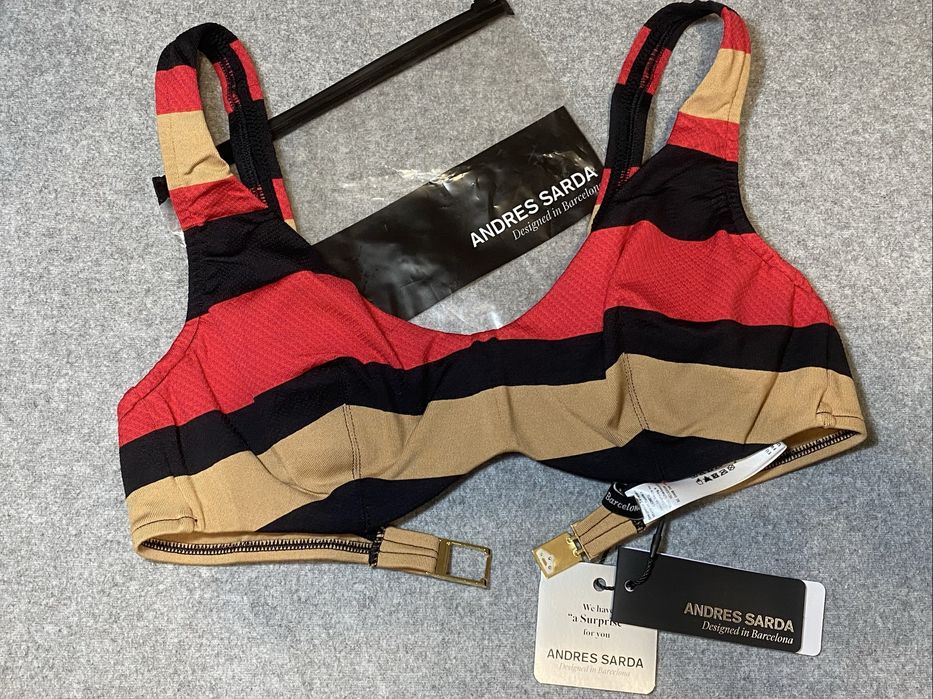 „Andres Sarda”  biustonosz kąpielowy -80B- paski, fiszbiny nowy