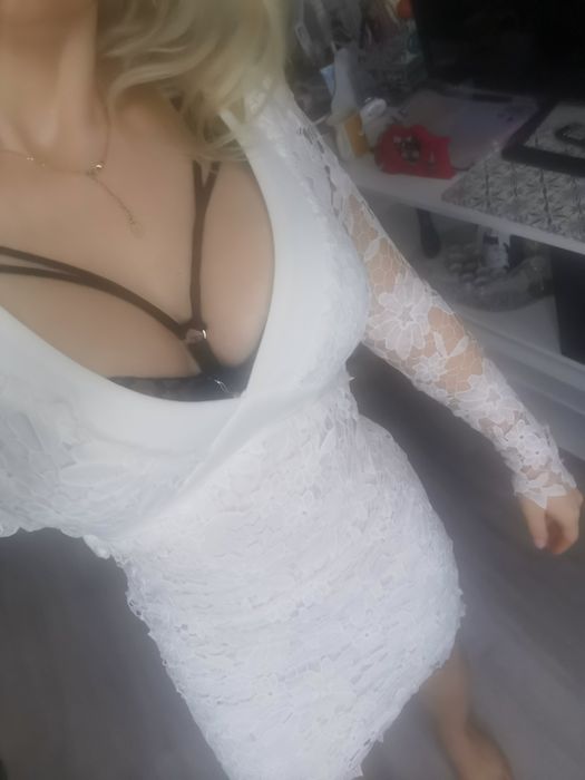 Biała sukienka koronkowa boho komunia ślub cywilny roz 34