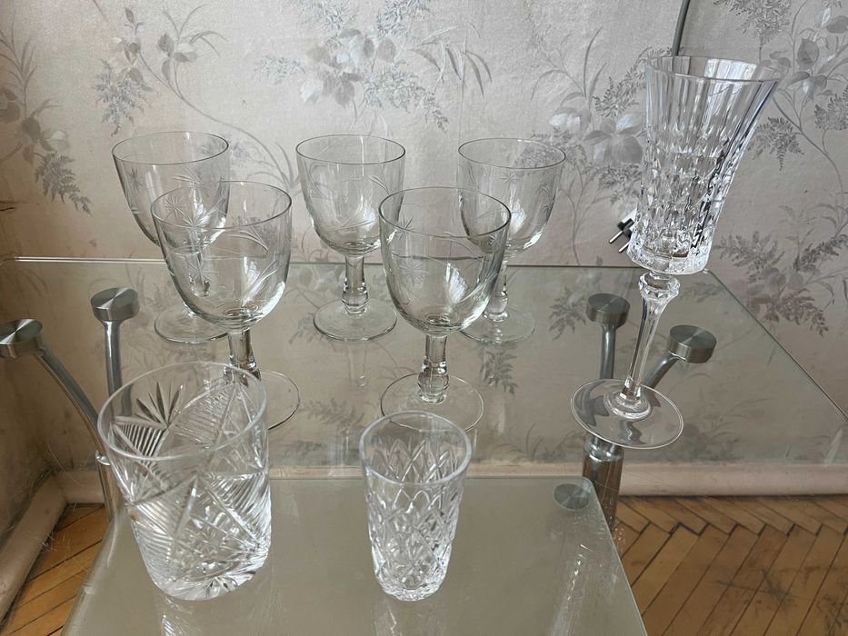 Хрустальные бокалы, рюмки,  СССР.