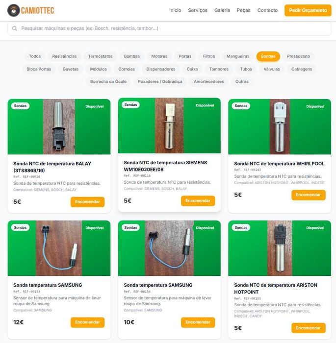 Peças usadas para máquinas de lavar e eletrodomésticos