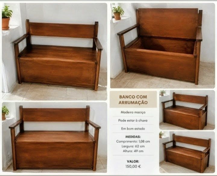 Banco Baú em Madeira Maciça