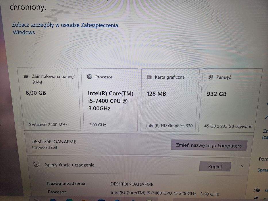 Komputer Dell i5 7gen 8GB 1TB , Gotowy do Pracy