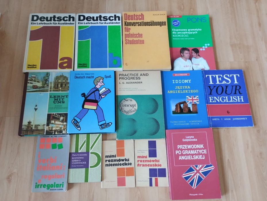 14 książek do nauki języków obcych, niemieckiego, angielskiego