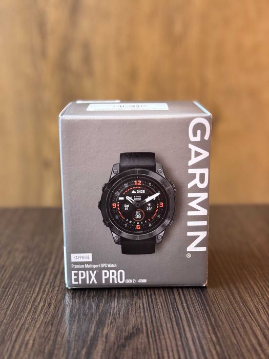 Garmin Epix Pro 2 47mm Sapphire Carbon Gray DLC Ідеал, повний комплект