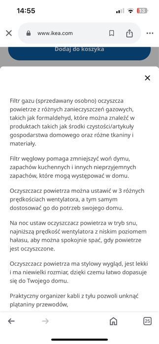 Oczyszczacz powietrza IKEA fornuftig