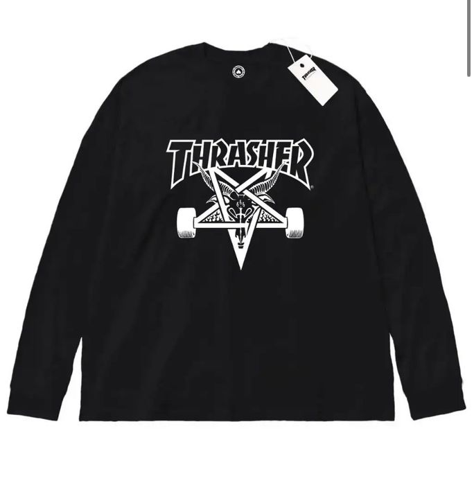 Лонгслів Thrasher унісекс Трешер Трешер чорні білі
