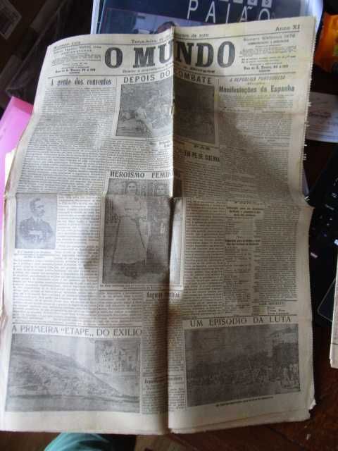 Muito raro jornal Mundo 17 de junho de 1910 Affonso Costa Zé Povinho