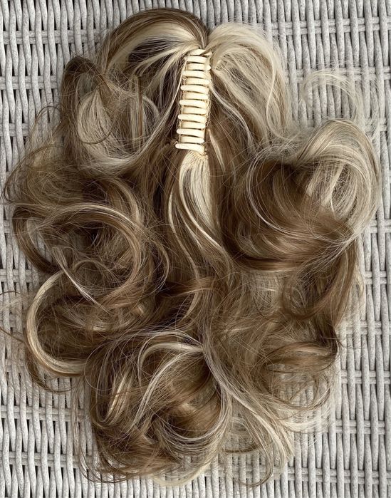 Premium Ultra włosy doczepiane, brąz z blondem, kucyk 34 cm 514.