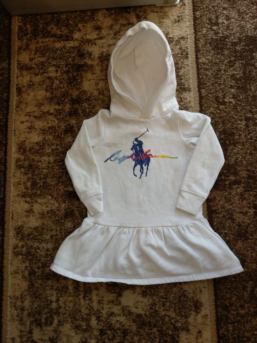 bluzosukienka dziewczeca z kapturem Ralph Lauren central color logo