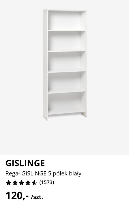 Regał 5 półek biały