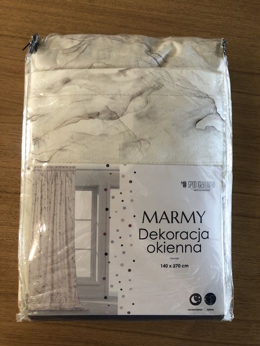 Zasłony kremowe welurowe marmurowe nowe na taśmie Spod igły i nitki 140x270