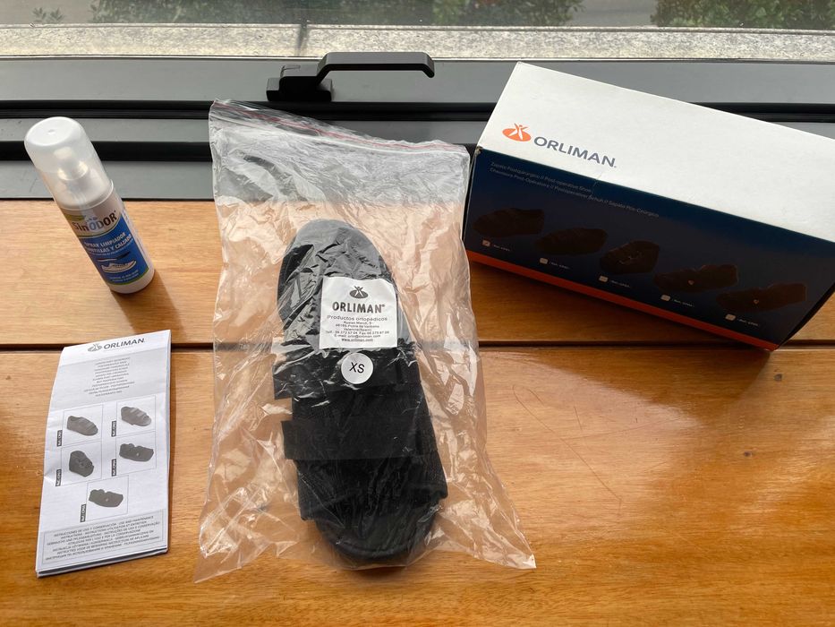 Sapato pós-cirúrgico + spray