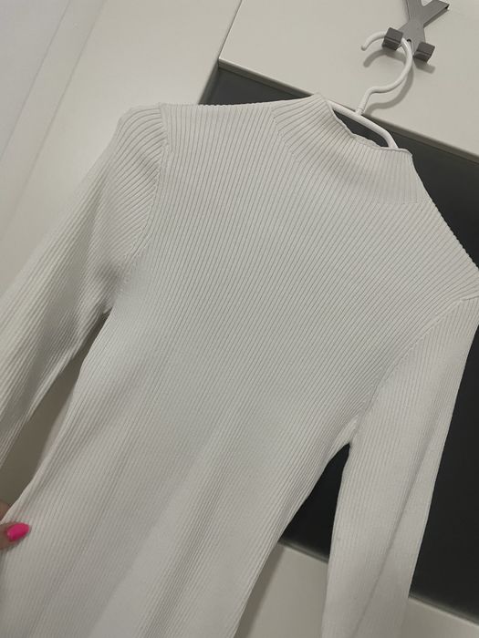 Biała prążkowana dopasowana sukienka Missguided rozmiar S/M