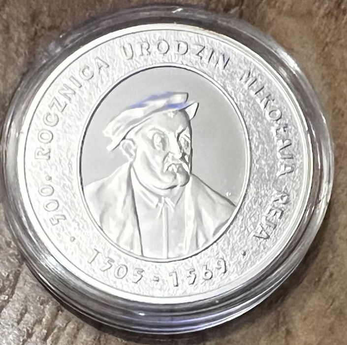 Polska 10 złotych, 2005 - 500 rocznica urodzin Mikołaja Reja SREBRO
