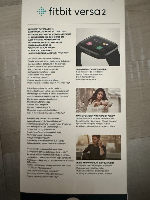 czarny zegarek smartwatch fitbit versa 2 od google damski/męski/unisex