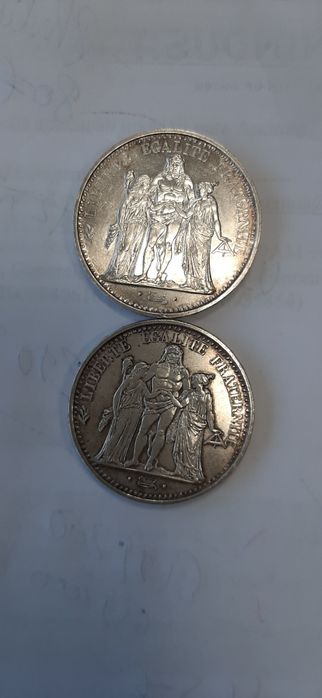 7 moedas 10 e 100 francos franceses em prata 1965 a 1996