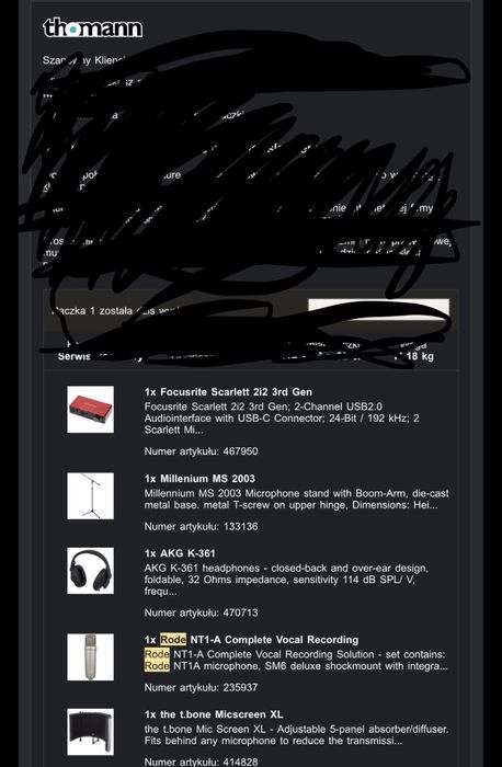 Rode NT-1, AKG K-361, Focusrite Scarlett 2i2 3rd Gen (Zestaw!)