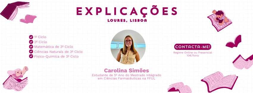 Explicações 1º/2º Ciclo e Matemática/Ciências/Físico-Química 3ºCiclo