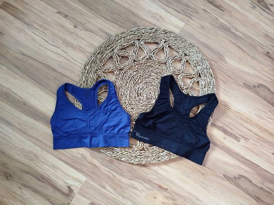 zestaw 2 biustonoszy sportowych czarny i granatowy