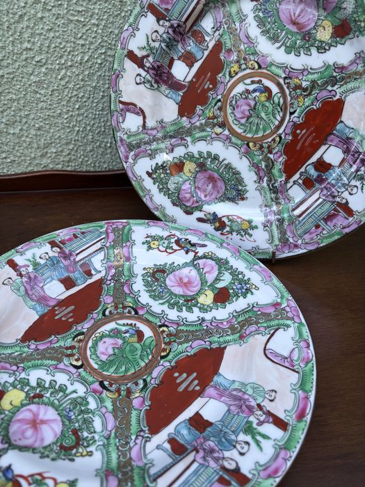 Pratos em porcelana Chinesa decoração Mandarim