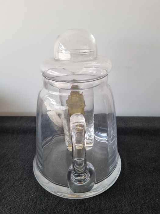 Jarra em cristal e dispensador gelo com detalhe em prata