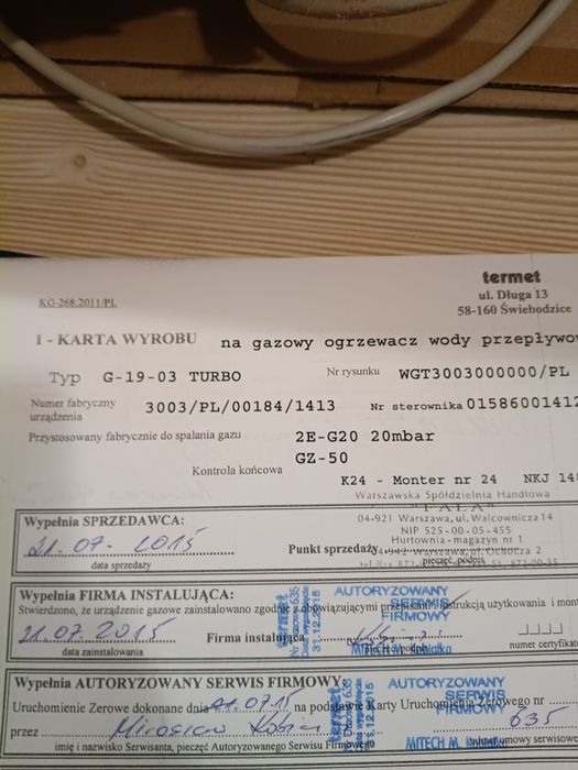 Przepływowy ogrzewacz wody Termet G-19 turbi