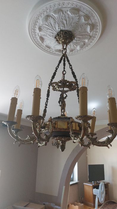 Żyrandol mosiężny, mosiądz,  kinkiet mosiężny