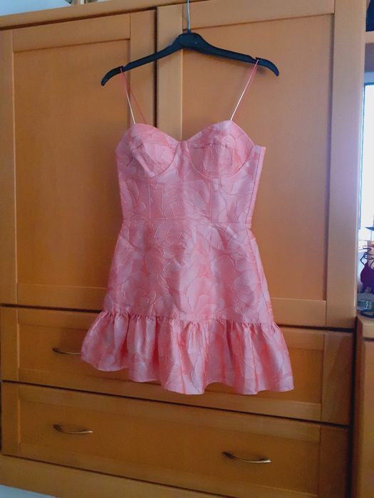 Vestido Rosa de Alças finas ( Marca Cawé ) C/ Novo