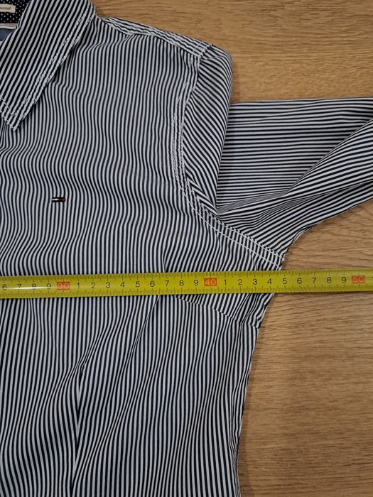 Koszula damska w paski, biało-szaro-granatowa, r. S, Tommy  Hilfiger