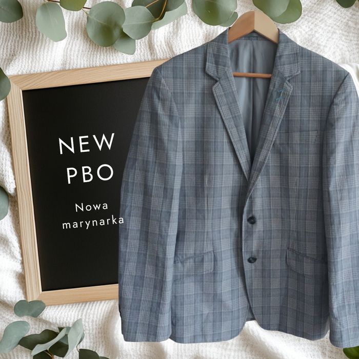 Nowa biznesowa męska marynarka, żakiet w kratkę, PBO L, XL 52