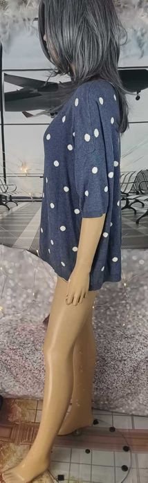 Sweter damski niebieski w grochy/kropki z krótkim rękawem, Next L