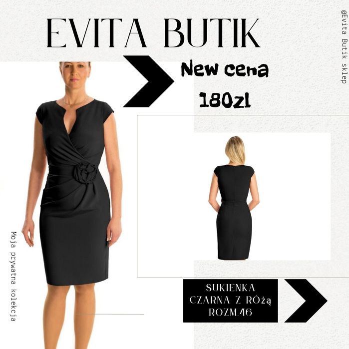 Sukienka elegancka nowa rozm 46/48 czarna