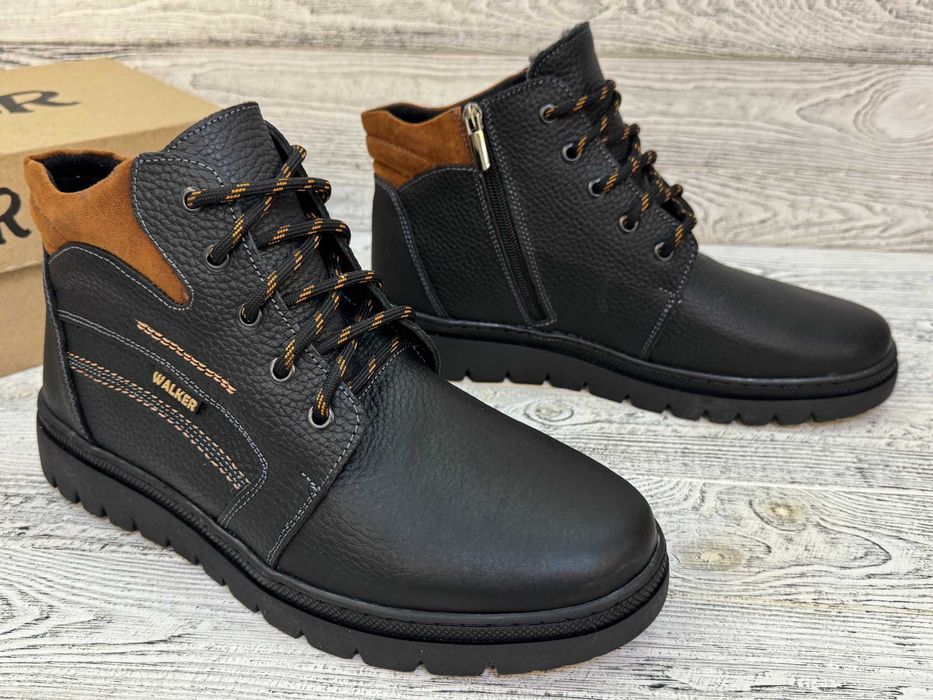 Зимові черевики на хутрі. Натуральна шкіра! змійка шнурок Розмір 40-48