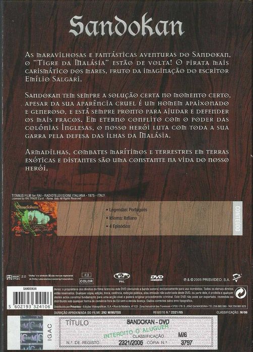Sandokan: O Tigre da Malásia - 1ª Série Completa (2 DVD) (1976)