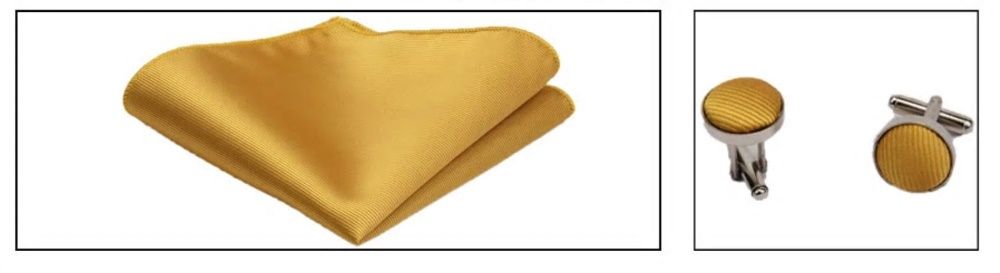 Ties, Pocket Square, and Cufflinks (Yellow, Blue, and Olive Green)64365277839363124