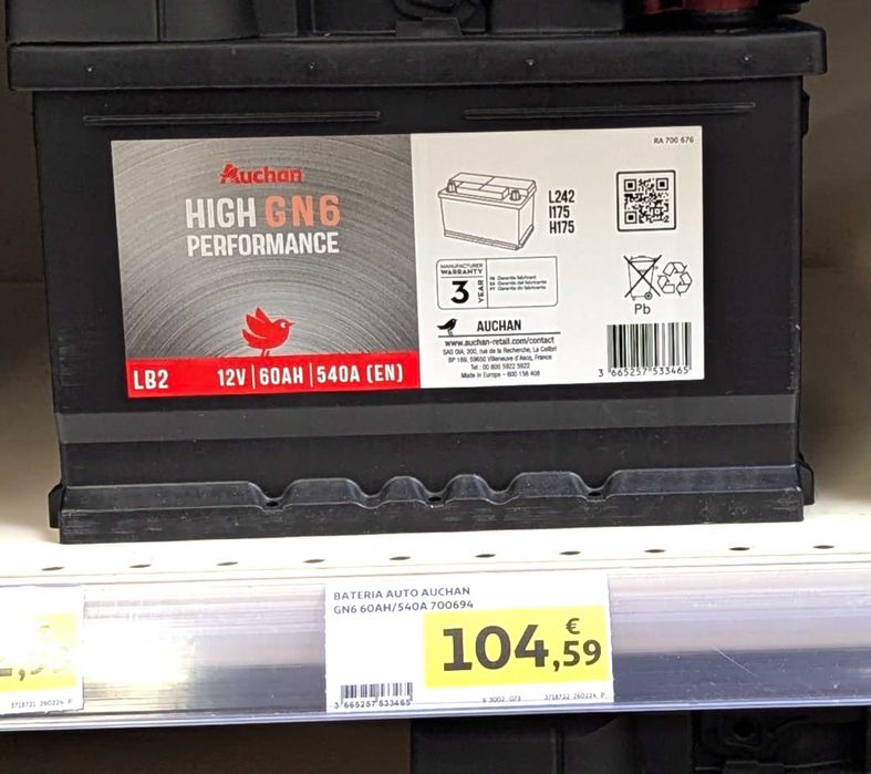 Bateria de arranque do automóvel 12v 60Ah 540A