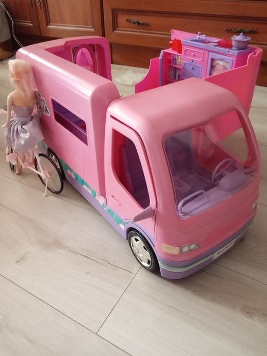Kamper dla lalek barbie, rower i akcesoria duży samochód bus