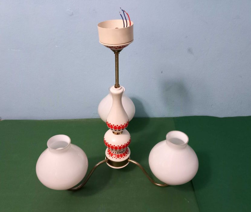 Żyrandol porcelanowy Lampa sufitowa wisząca sprawna RETRO z PRL