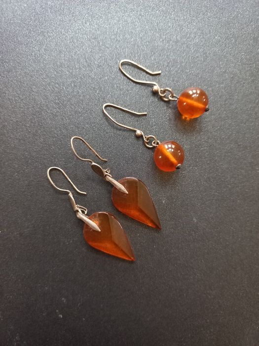 Серьги серебро 875проба янтарь