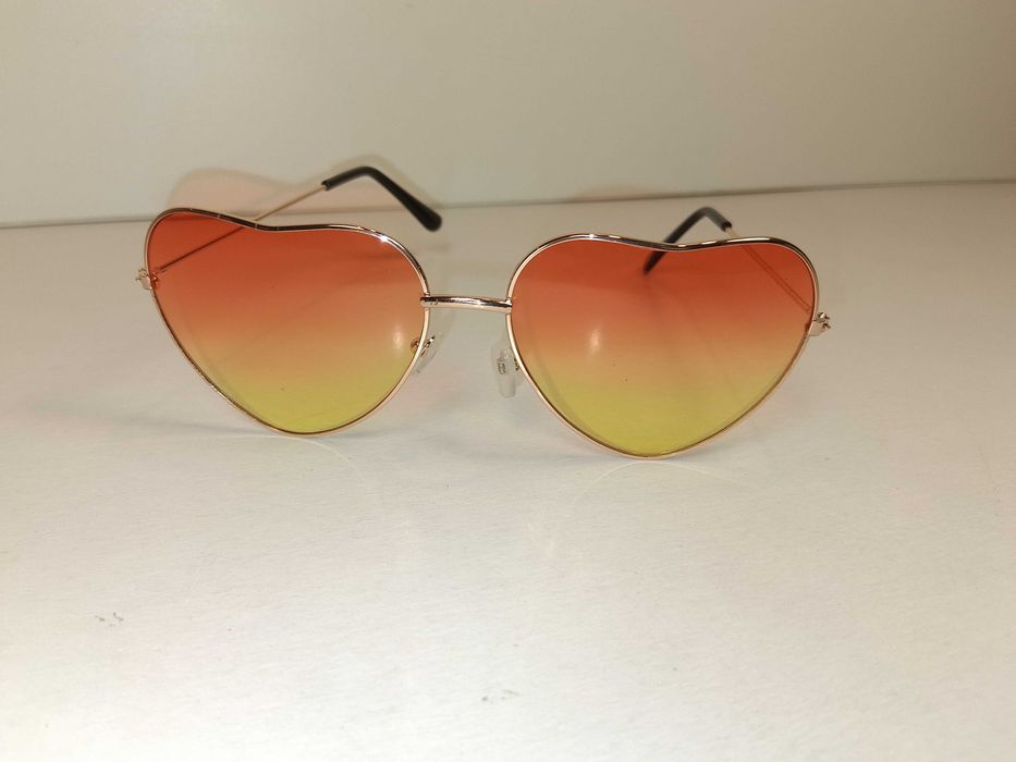 N035 Okulary Przeciwsłoneczne Serce Serca Gradient Boho Impreza Retro