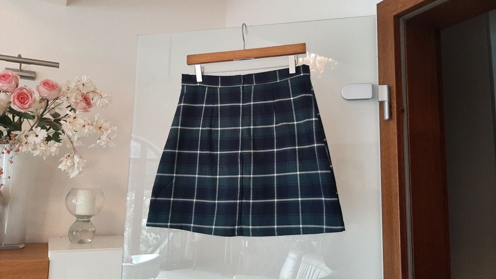 Piękna spódniczka na prezent mini kratka zielony rozm.L