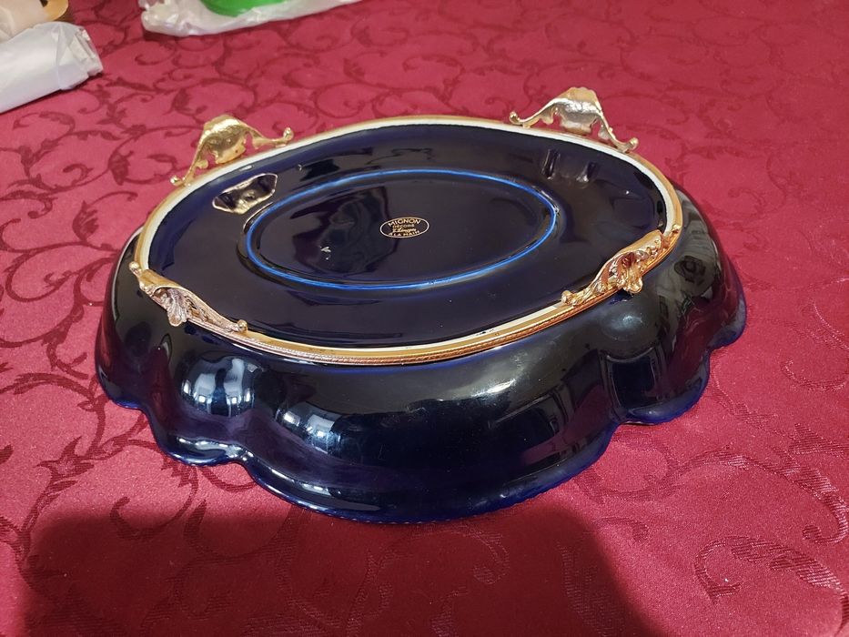 Limoges Luís XV Fruteira ou aneleira de porcelana,