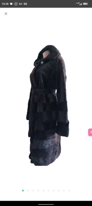 Шуба норкова чорного кольору з капюшоном